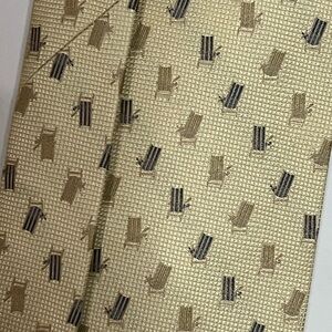 EC Tommy Bahama Off Island 100% Silk Tie Beach Chairs Print Vacation Wear 58"